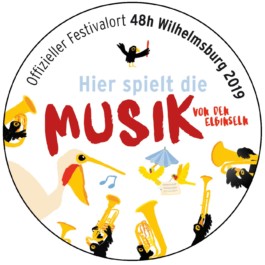 Aufkleber zur Markierung der Orte, die an 48h Wilhelmsburg 2019 teilnehmen (Cultural Branding)