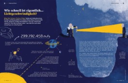 Illustrierte Infografik über Lichtgeschwindigkeit