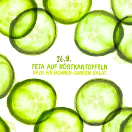 Illustrierte Gurke, Speisekarte für die Minibar 