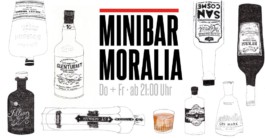 Illustrierte Flaschen für die Minibar Moralia 
