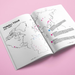 Handgezeichnete Weltkarte im Layout des TONALi Programmheftes