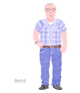 Diese Illustration zeigt einen älteren Mann. Es handelt sich um eine illustrierte Persona für das Sinus Mileu der Bürgerlichen Mitte. Die Illustration wurde von Studio Ranokel für das HHlab in Hamburg illustriert.